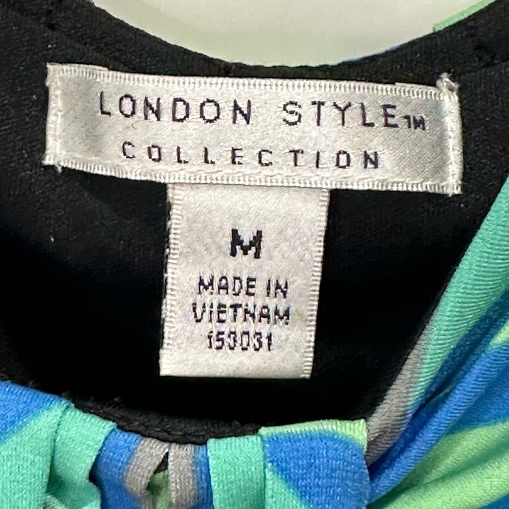 London Style Collection Dress Geometric Sleeveless Y2K Green Aqua Blue Medium - Picture 4 of 7